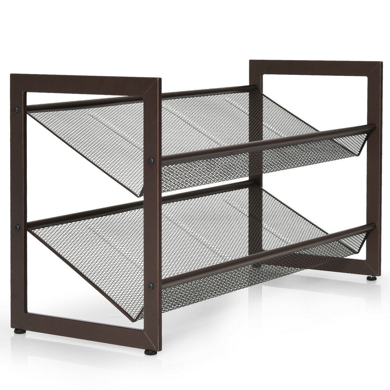 2/3/4 Tiers Flat and Slant Metal Shoe Rack for Entryway Hallway